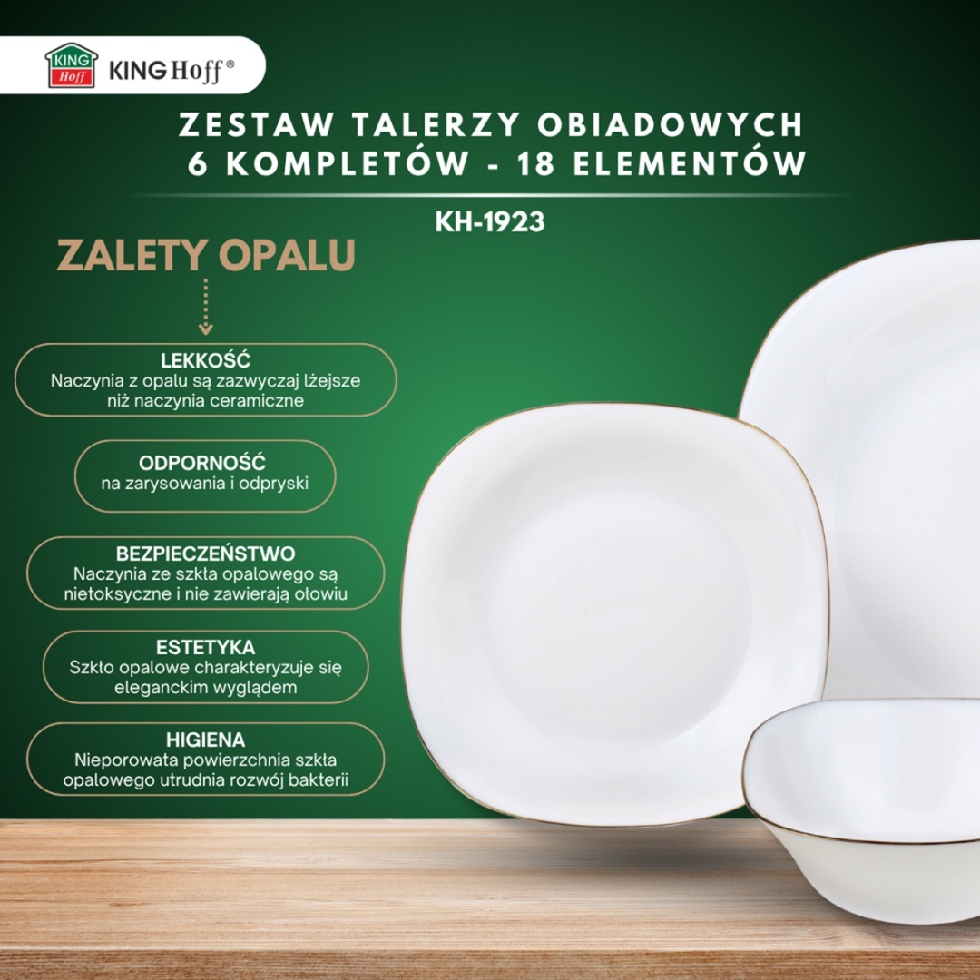 KOMPLET OBIADOWY TOPAZ DLA 6 OSÓB 18 ELEM. KINGHOFF KH-1923